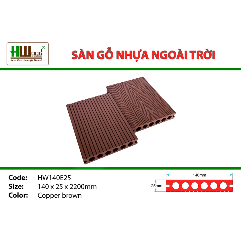 SÀN GỖ NGOÀI TRỜI HWOOD HW140E25