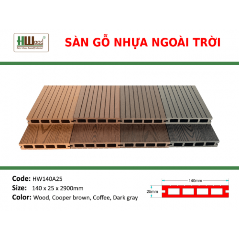 SÀN GỖ NGOÀI TRỜI HWOOD HW140A25