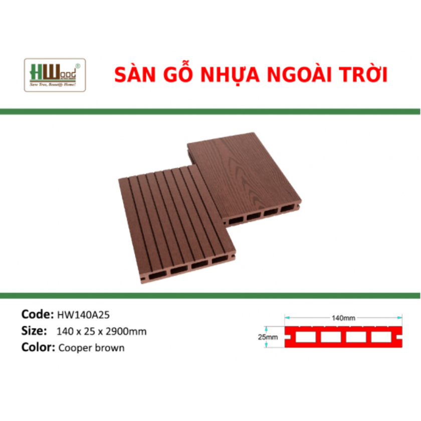 SÀN GỖ NGOÀI TRỜI HWOOD HW140A25
